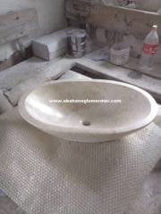 bej mermer lavabo,lavabo modelleri,lavabo ölçüleri : 50x40x15 cm lavabo -031
