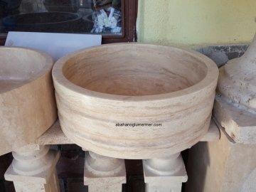 ayaklı doğal taş lavabo,lavabo modelleri,lavabo ölçüleri : 42x15 cm lavabo -048
