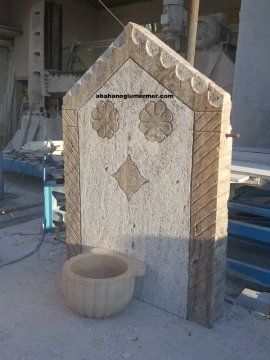 Çift yönlü Hayrat çeşmesi modelleri, mermer çeşme, 056